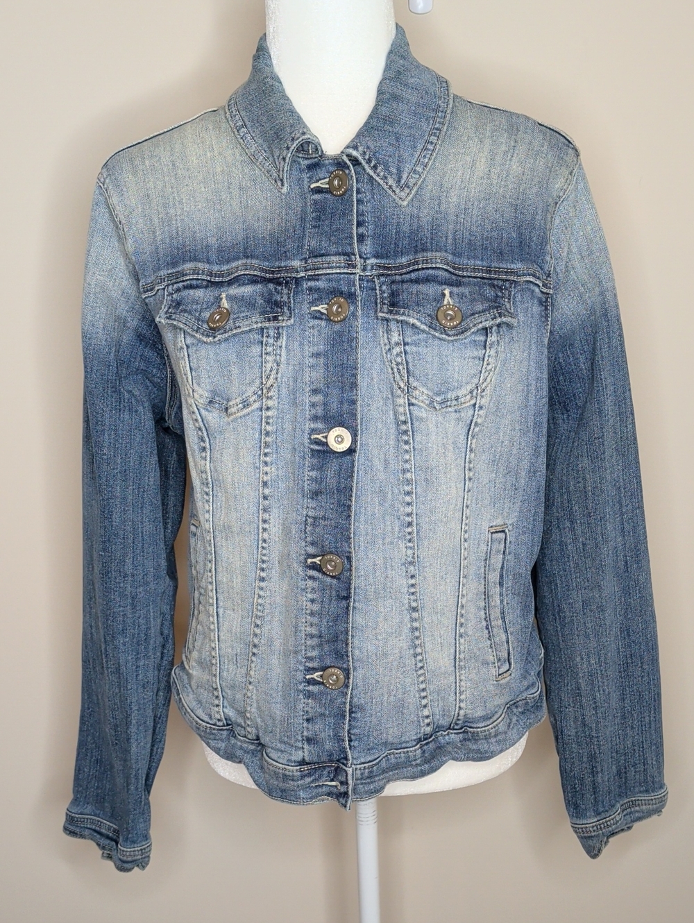 torrid Light Blue Denim Jacket with Red Accent